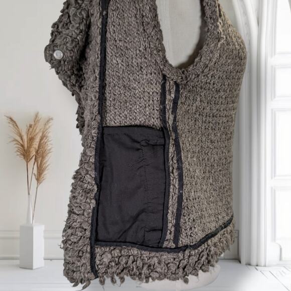 IRO Paris Catleen Boucle Knit Vest Gray Sleeveless Cowl Neck Layering Sweater 36 - Picture 13 of 16